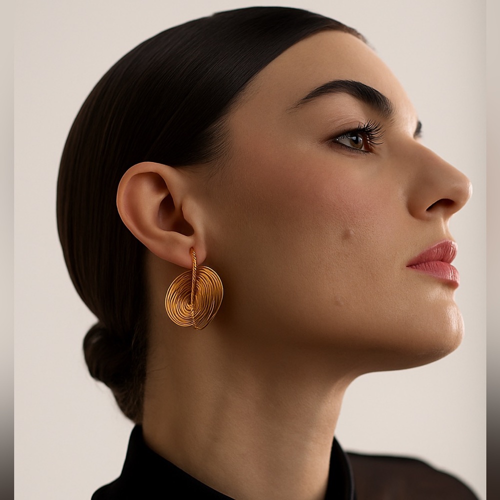 18k Gold Plated Geometric Stainless Steel Waterproof Hoop Earrings